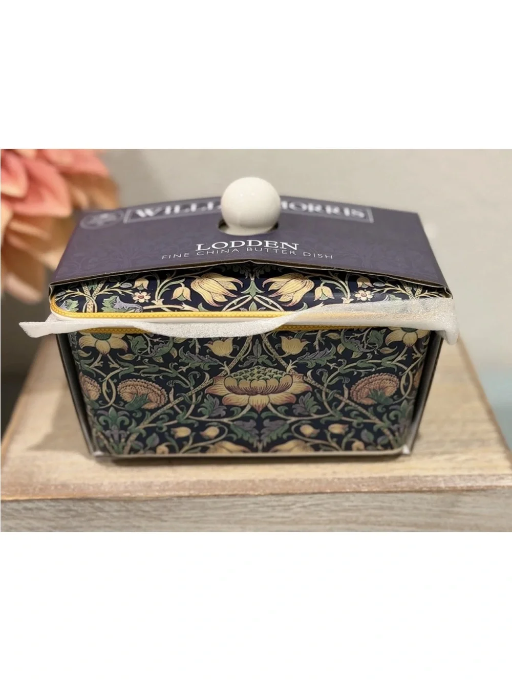 NEW! William Morris - Morris & Co Leonardo Collection LODDEN - Butter Dish w/Lid